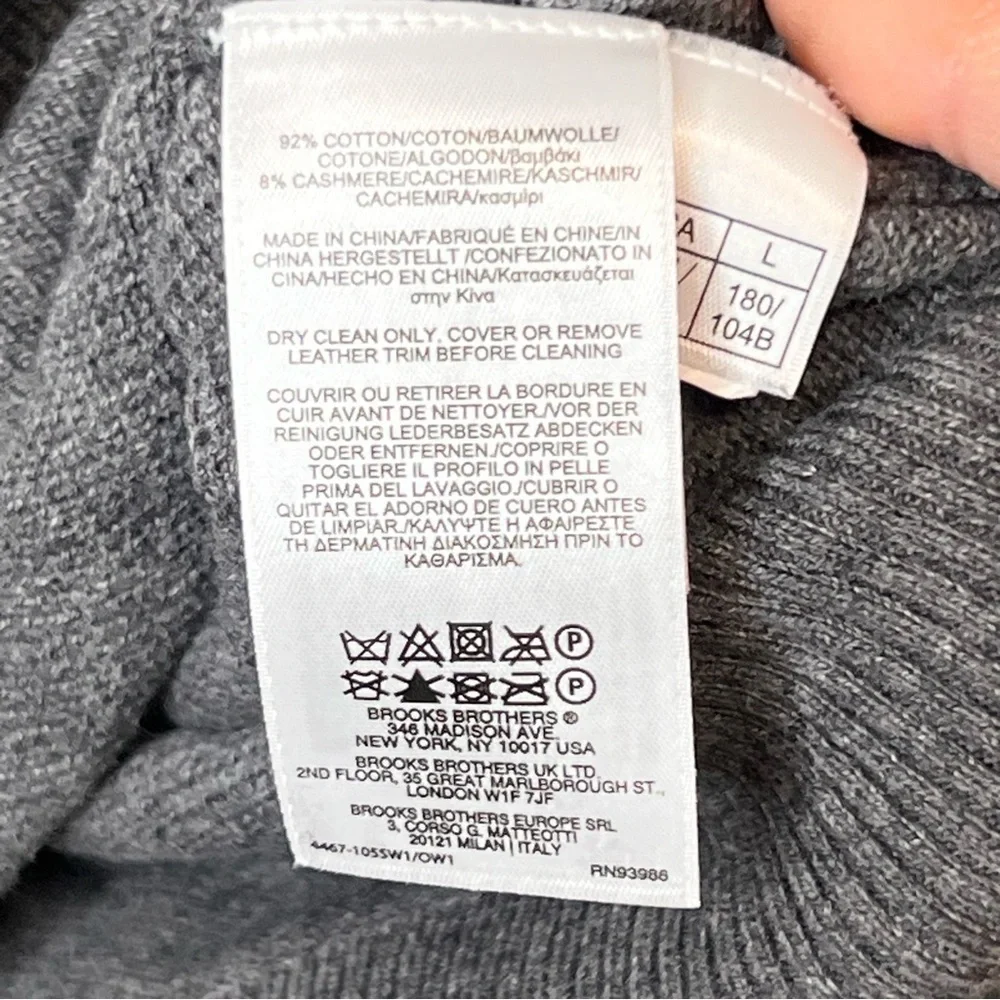 Brooks Brothers Mens Gray 1/4 Zip Pullover Sweater Size Large Lightweight